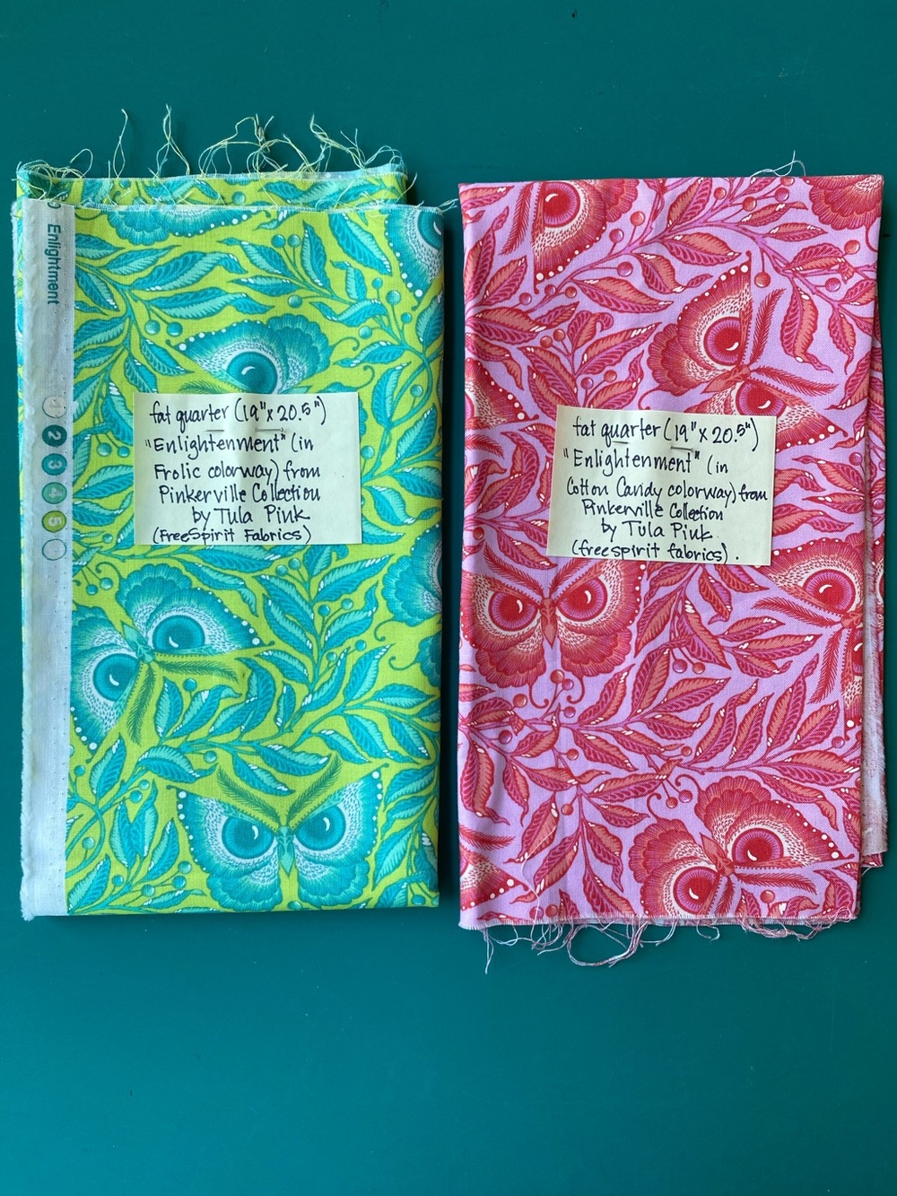 OOP Tula Pink- 2 Fat Quarters “Enlightenment” (Pinkerville collection). Rare